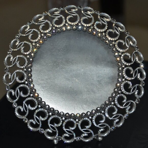 RETIRED JAY STRONGWATER KARYSS DUCHESS PAISLEY LACE SILVER CRYSTAL ENAMEL FRAME